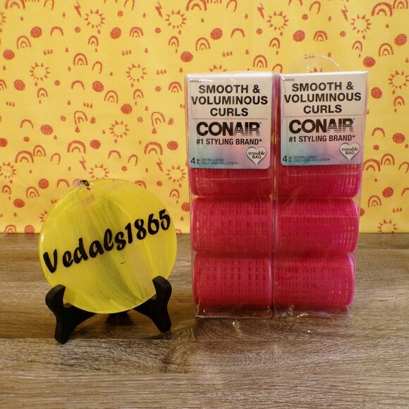 CONAIR Rollers New Smooth & Voluminous Curls 2 Packs of 4 X-Large Self-Grip - Picture 1 of 5